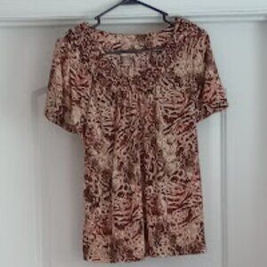 Blouse Women's White Stage Size Medium Brown and Pink